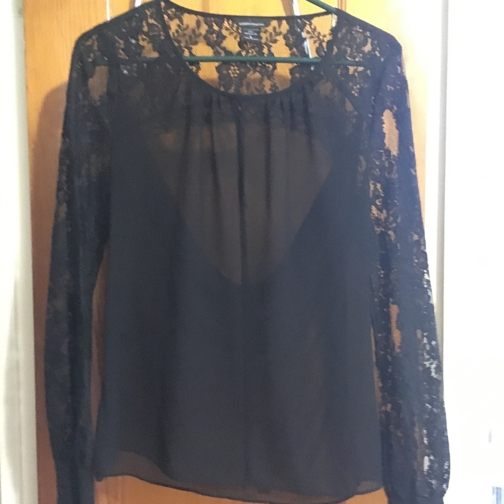 Victoria's Secret Sheer Lace Sleeve Blouse